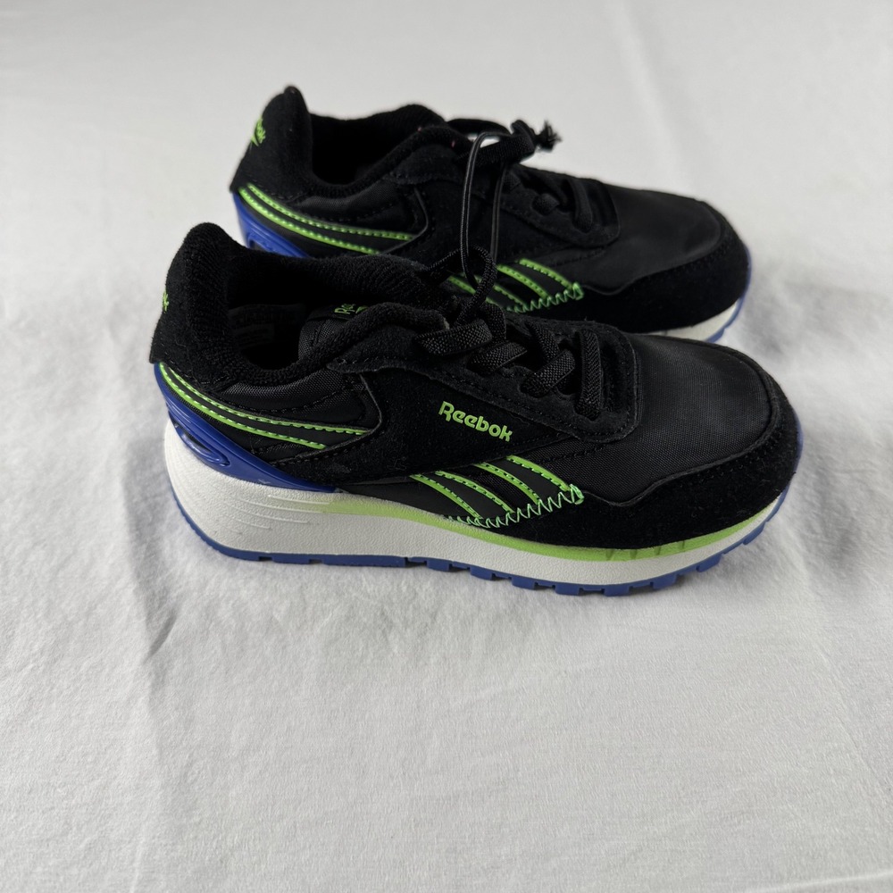 Reebok‎ Boy's Size 9 Black Neon Green Blue Sneakers Toddler Athletic Shoes NWOT